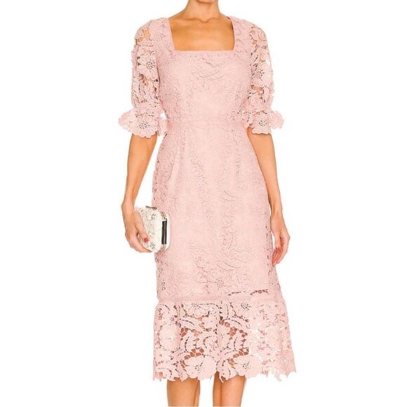 NWOT BB Dakota Did It My Way‎ Puff Sleeve Lace Midi Dress Sz 4 - Picture 1 of 12